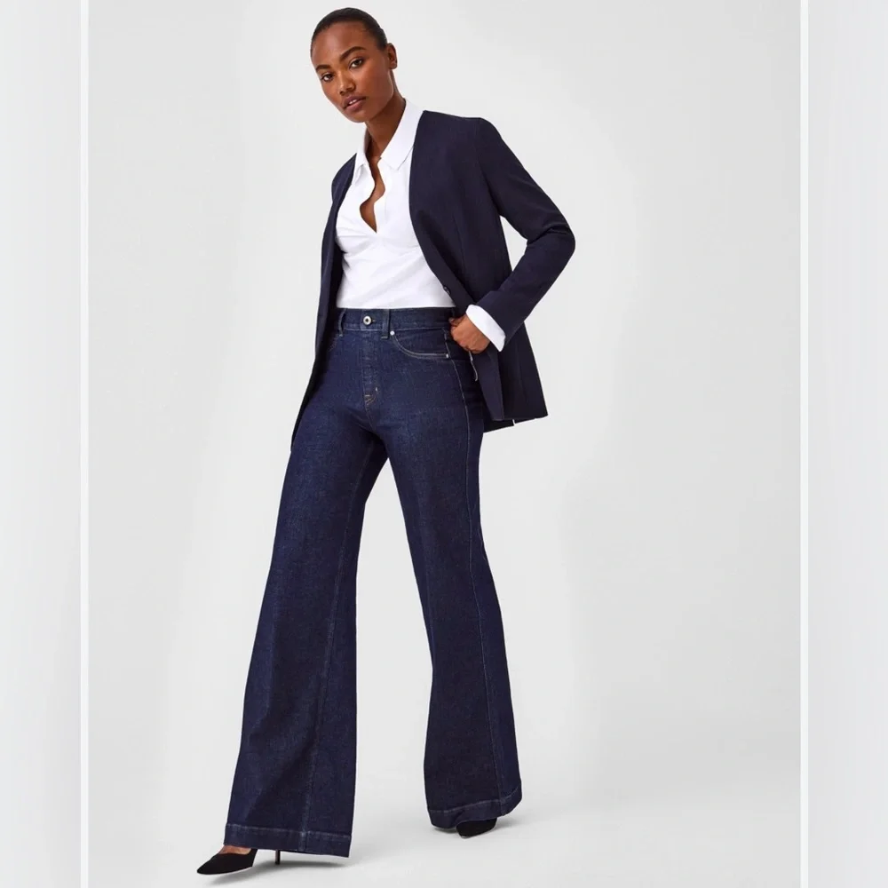 SPANX THE PERFECT OVERSIZED BLAZER IN PINSTRIPE SIZE 1X - Picture 2 of 9